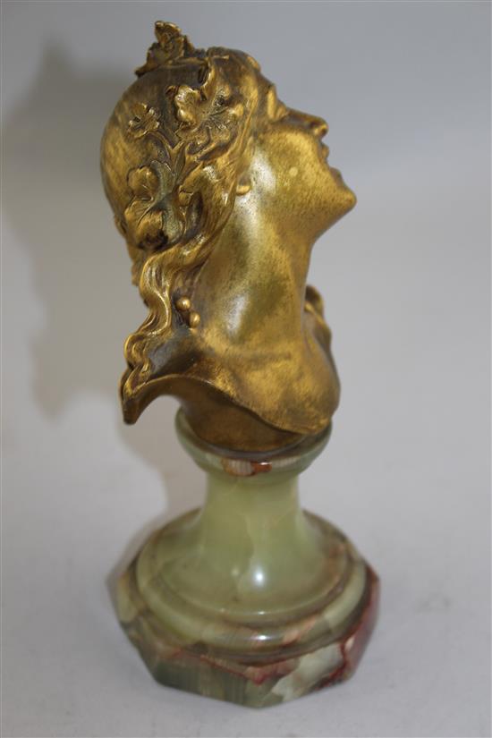 Jean Antoine Injalbert (French, 1845-1933). A 19th century gilt bronze bust of a smiling child, 5in.